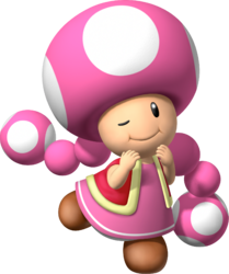 Artwork of Toadette in Mario Party 7 (also used in Mario Party DS, Mario Kart Wii and Mario Super Sluggers)