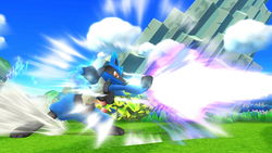 Lucario's Force Palm in Super Smash Bros. for Wii U.