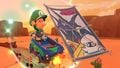 Baby Luigi gliding in the Green Kiddie Kart with the Blooper Hanafuda