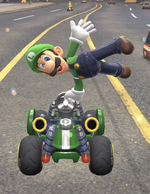 Luigi performing a trick.