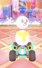 Snowman performing a trick.