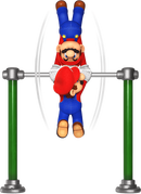 Mario swinging in Mario vs. Donkey Kong on Nintendo Switch.