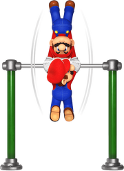 Mario swinging in Mario vs. Donkey Kong on Nintendo Switch.