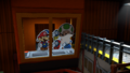 Mario, a Toad, and Slurp Snifits in the crane operation area.