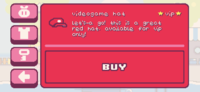 Screenshot of the shop listing for the Videogame Hat, a VIP-exclusive hat from Super Cat Tales: PAWS.
