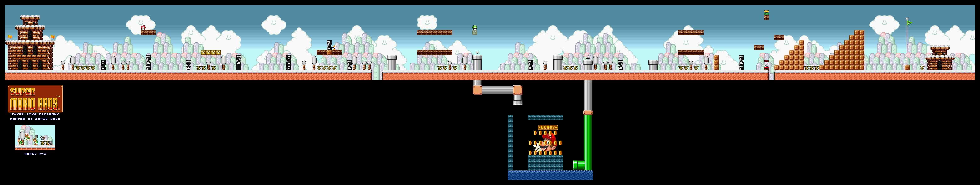 Map of World 7-1 (Super Mario All-Stars version)