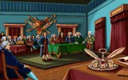 Thomas Jefferson at Independence Hall in the PC release of Mario's Time Machine