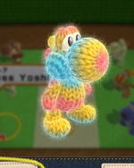 Candyfloss Yoshi, from Yoshi's Woolly World.
