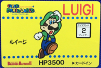 A card of Luigi from Super Mario World Barcode Battler.
