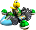 Koopa Troopa driving his Standard Kart S with rotating Green Shells