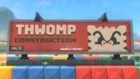Thwomp Construction advert in Mario Kart World
