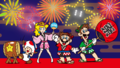 Mario, Luigi, Princess Peach, and Toad at a Japan event