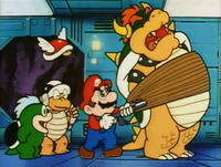 The title screen of Super Mario Momotarō.