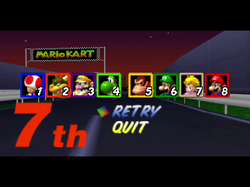 The image for "Results (5th - 8th Place)" from Mario Kart 64 on Nintendo Music.