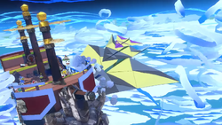 A ship in the clouds in Paper Mario: The Origami King.