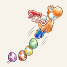 Thumbnail of a printable recipe for Yoshi Egg rice cereal, featuring Yoshi's New Island artwork of Orange Yoshi, Baby Mario, and several eggs