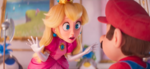 Peach telling Mario that Bowser is too powerful for him to confront