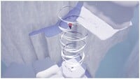 Mario doing a spin jump while in a large updraft in the Snowy Mountain of the Snow Kingdom in Super Mario Odyssey