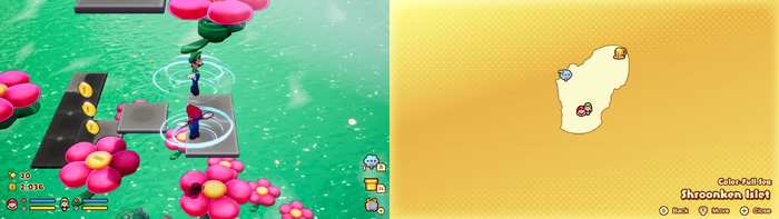 Mario and Luigi near 3 Coins on Shroonken Islet from Mario & Luigi: Brothership