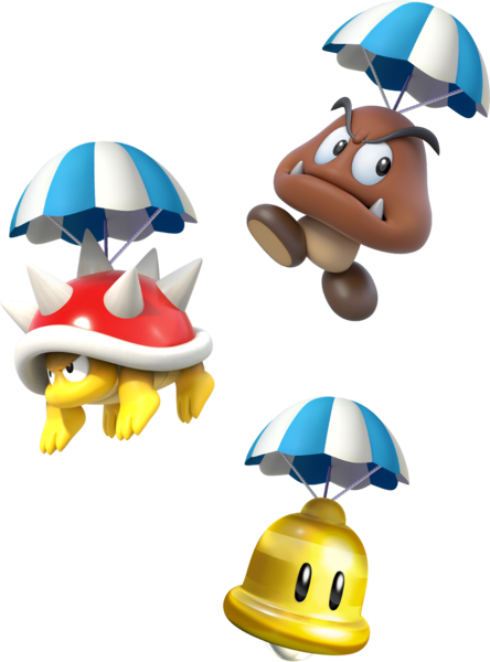 File:Super Mario Maker 2 Items with parachutes artwork.png