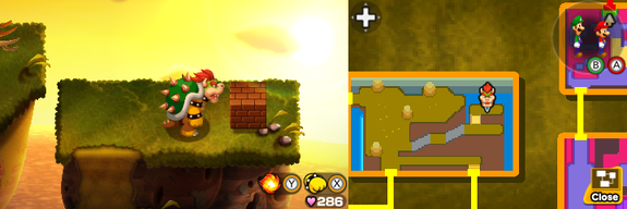 Last block in Cavi Cape of Mario & Luigi: Bowser's Inside Story + Bowser Jr.'s Journey.