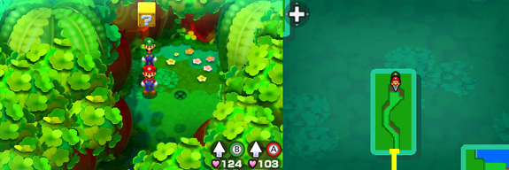 Eleventh block in Dimble Wood of Mario & Luigi: Bowser's Inside Story + Bowser Jr.'s Journey.