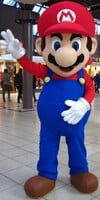 Performer costumed as Mario. The photograph was used by Nintendo of Europe to promote a number of meet-and-greet events with Mario in various Dutch and Belgian stores.