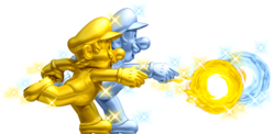 Artwork of Gold Mario and Silver Luigi from New Super Mario Bros. 2