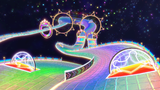 View of the ending section of Wii Rainbow Road
