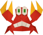 An origami (Red) Sidestepper from Paper Mario: The Origami King.
