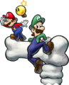 Alternate Mario, Luigi, and Starlow inside Bowser