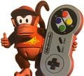 Diddy Kong holding a SNES controller