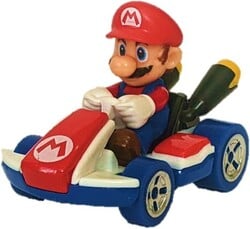 Hot Wheels die-cast of Mario in the Standard Kart with the Blue Standard tires.