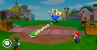 3D Green Shell Bros. Attack being used on Grobot in Mario & Luigi: Dream Team