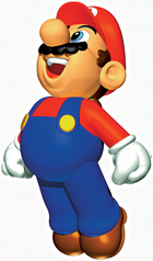 Artwork of Mario performing a Double Jump, from Super Mario 64.