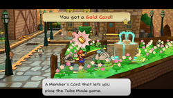 Mario getting a Gold Card from Frankie in Paper Mario: The Thousand-Year Door for Nintendo Switch.