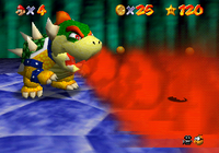 Bowser Fire Breathing in Bowser in the Dark World.