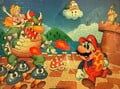 A jigsaw puzzle based on Super Mario Bros. depicting Mario fighting Bowser and various enemies from the game.
