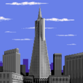The Transamerica Pyramid in San Francisco, California in the SNES version