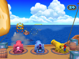 Wario loses in Balloonatic in Mario Party 7