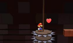 Mario near a Heart in Chomp Ruins of Paper Mario: Sticker Star.
