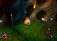 A Golden Banana for Lanky Kong and a set of blue Banana Bunches in Fungi Forest.