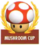 Mario Kart: Super Circuit promotional artwork: The Mushroom Cup emblem.