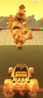 Wiggler (Gold) performing a trick.
