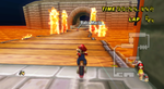 At the castle exit, lava geysers can be seen when the player crosses the bridge.