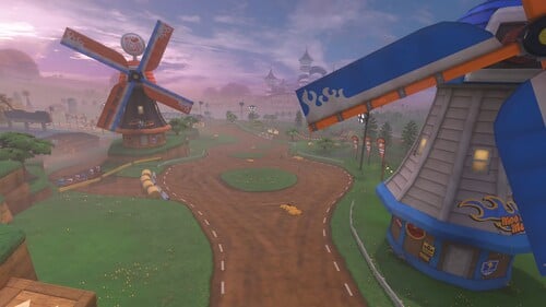 The Monty Mole section of Moo Moo Meadows in Mario Kart World