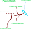 A composite map of all routes leading to Peach Beach