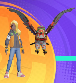 Salmancer, a Pokémon Trainer, standing next to Pilot Style: Talonflame