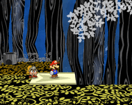 Mario using the plane mode in Paper Mario: The Thousand-Year Door.