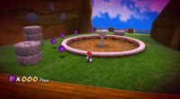 Mario in Honeyhive Galaxy collecting Purple Coins.